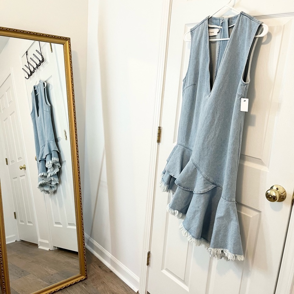 Marques’ Almeida Asymmetric Ruffled Denim Dress